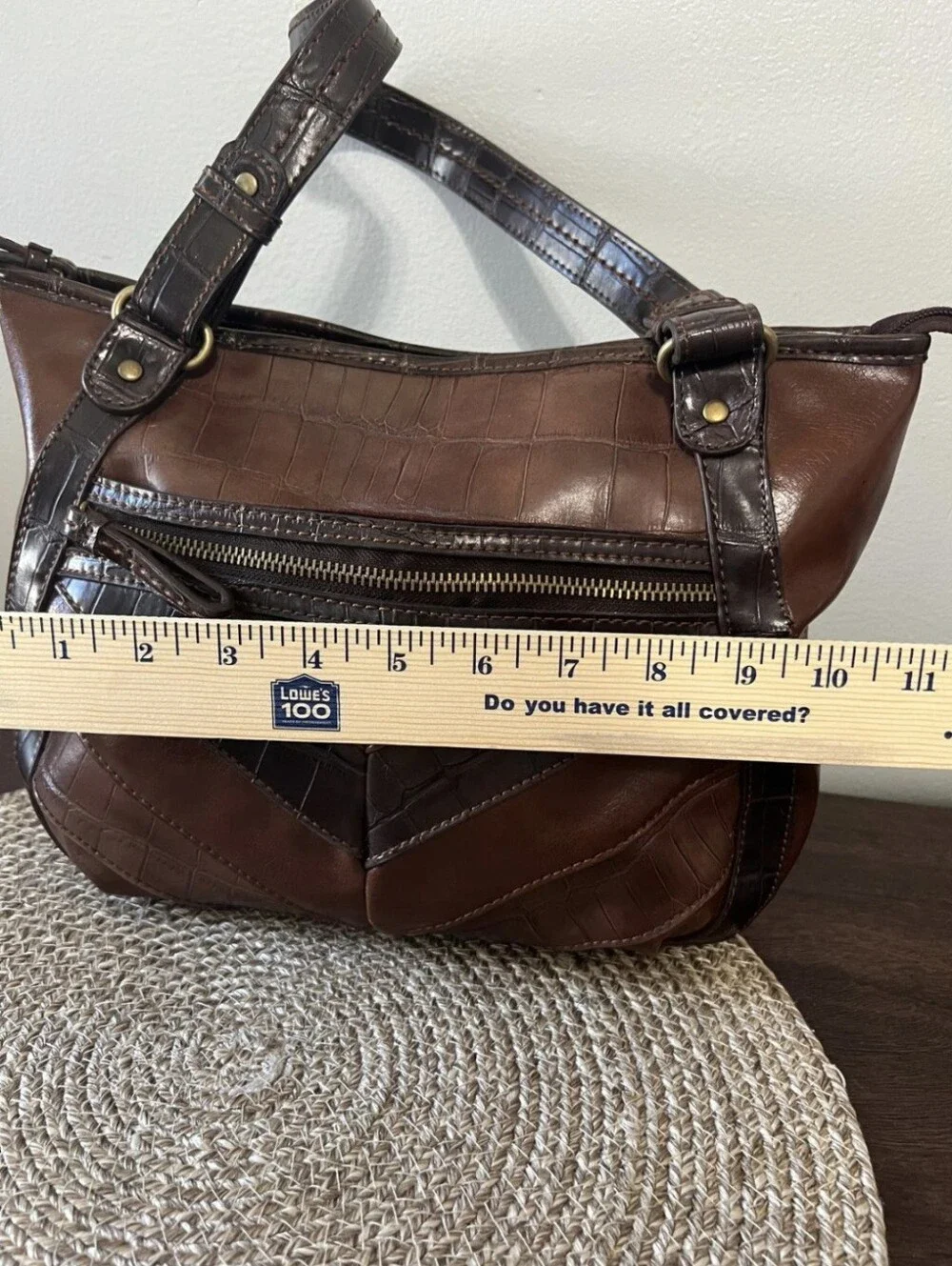 Relic Patchwork Brown Bag - Crocodile Skin Effect Women's Handbag. Vintage Y2K" - Picture 6 of 10